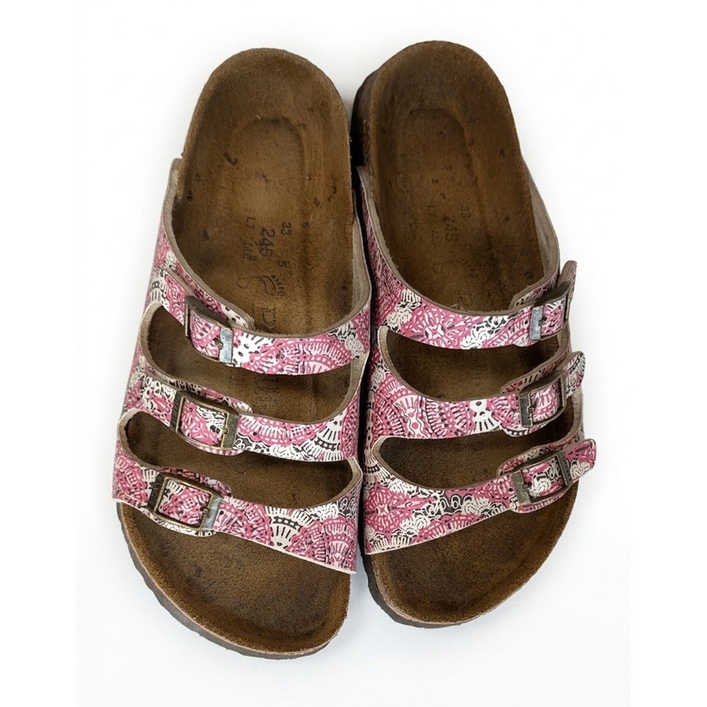 Papillio Sandals by Birkenstock, Pink Print, 3 Adjustable Straps, Size 38 / 7 - Picture 6 of 12